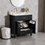 Meuble-lavabo noir de 30 pouces avec lavabo en céramique et beaucoup de rangement - Conception compacte pour les petites salles de bain-1941159918