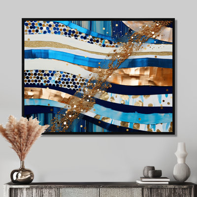 Art mural bleu étincelant - Vagues, salon