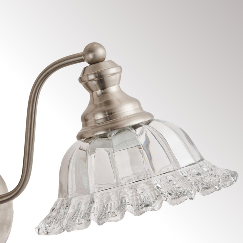 Luminaire de meuble-lavabo rétro Sand Nickel, Clair, Nickel brossé, Deux lumières