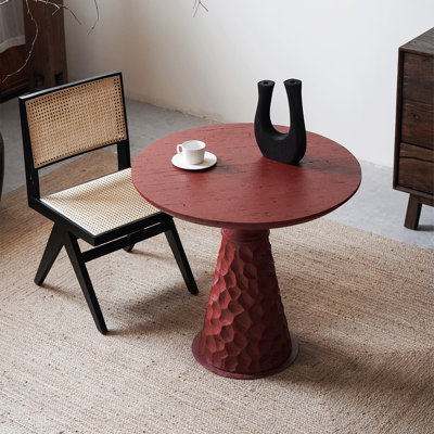 Red Round Solid Wood Dining table