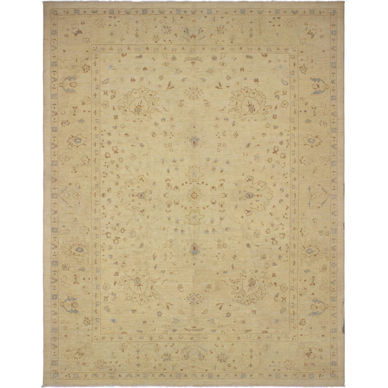 Tapis beige rectangulaire en laine 9 pi 0 po x 12 pi 1 po Aarav