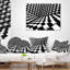 Motif optique noir et blanc - Coussin décoratif imprimé abstrait