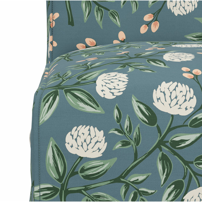 Frances Slipcover Dining Chair, Rpc Peonies Emerald Linen