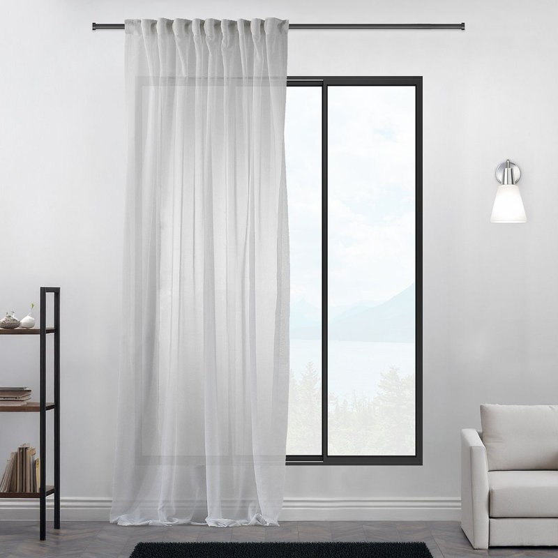 Extra Long & Extra Wide Room Decorative Silk Crep Single Panel Sheer Curtain, 100" W x 288" L, White