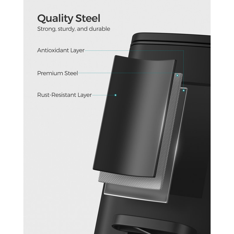 19.5x24x25.5cm Steel Kitchen Trash Can, Black
