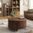 31.5" Modern Round Coffee Table With Hidden Storage: Flip-top Lid & Sliding Doors-992624397-992624403