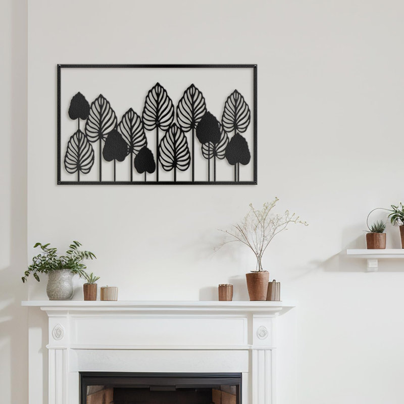 Décoration murale en métal, H 15 po x l 30 po x P 0,05 po, Noir