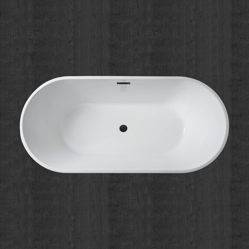 Baignoire de trempage autoportante en acrylique 67 po. X 32 po., Noir mat, Blanc