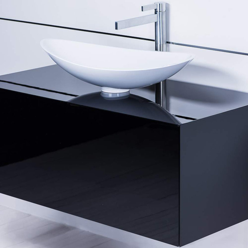Mia 39.5'' W Single Vanity, Black Lacquered, Black