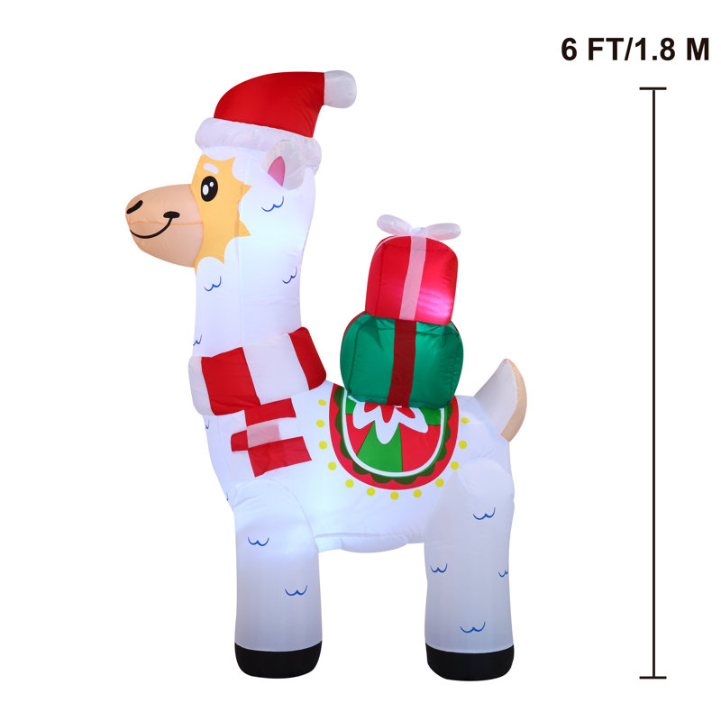 Lama de Noël avec cadeaux gonflables