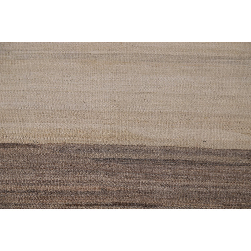 Tapis brun en laine noué à la main de conception unique 8 pi 9 po x 12 po New Age