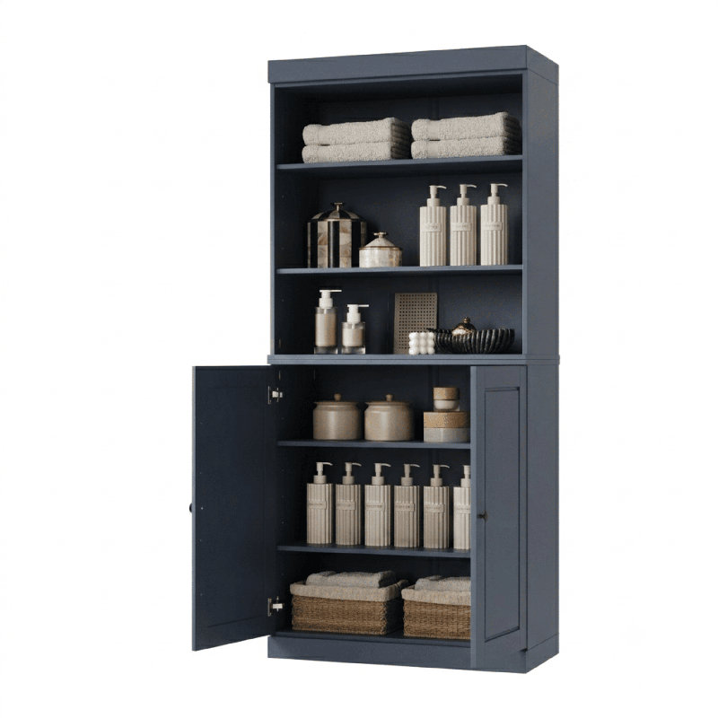 Armoire de rangement pour salle de bain 100% bois massif Palace Imports, portes à panneaux surélevés, tablettes réglables, 32 po de largeur, 71,5 po de hauteur