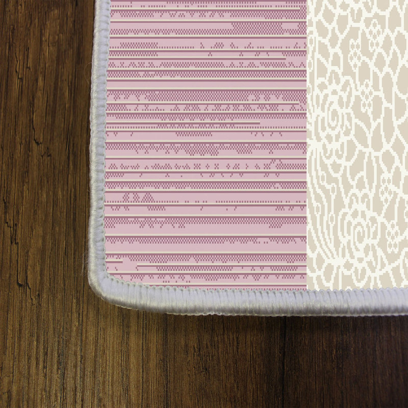 Tapis rose / beige en polyester tissé à la machine Deondric, Rectangle 3 pi 3 po x 6 pi 7 po