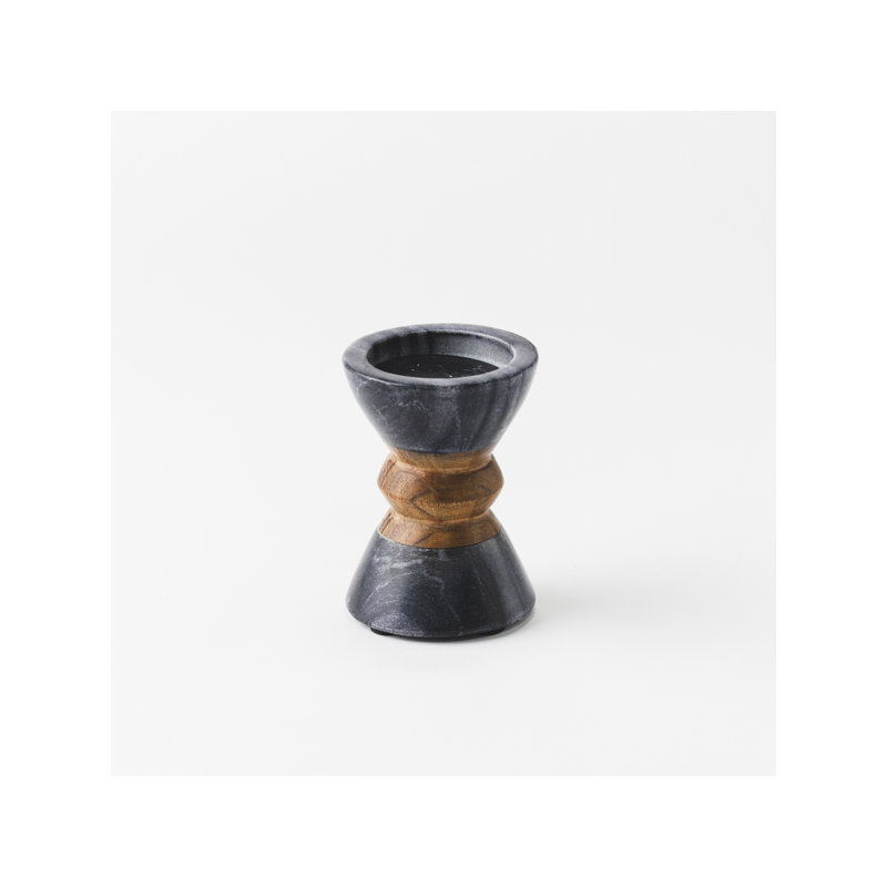 Mela Artisans Monarch Marble & Acacia Candleholders