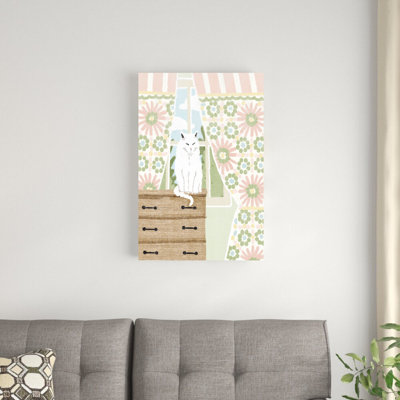 Chat blanc - peinture sur toile tendue