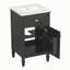 Meuble-lavabo vert de 20 po avec lavabo, pieds en bois massif, tablette réglable, tiroir inclinable, boutons en alliage de zinc, armoire autoportante moderne pour petite salle de bain-321612399