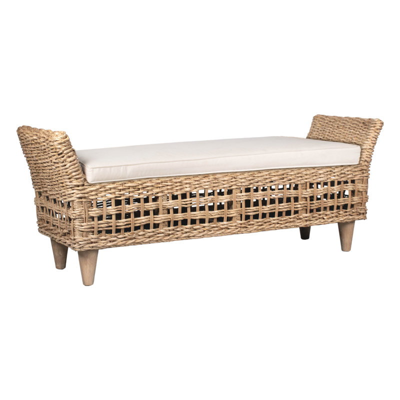 Calne Upholstered Wicker Bench