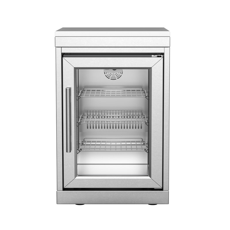 SERA Stainless Steel Outdoor Refrigerator Cabinet with White Quartz Countertop, Wheels, Single Door, 2.4 Cu. Ft. Capacity