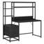 Bureaux multifonctionnels avec rangement, métal noir et bois, bureau industriel