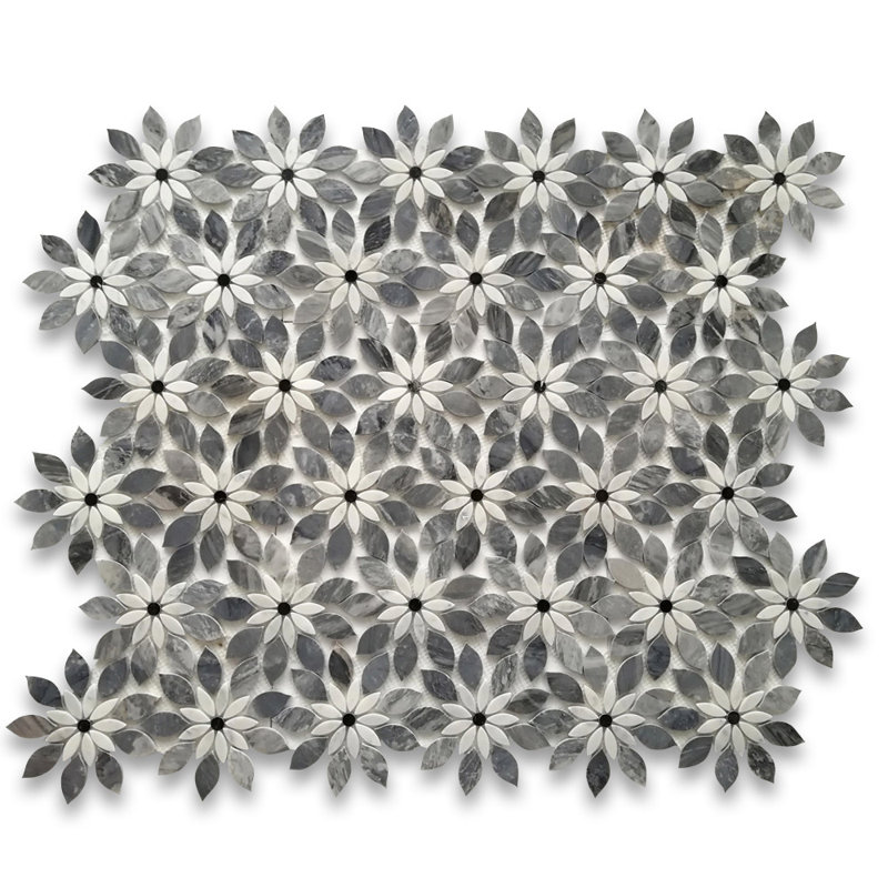Bardiglio 12" x 13" Marble Novelty Mosaic Wall & Floor Tile, Dark Gray
