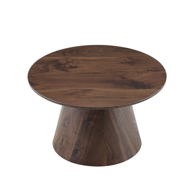 Walnut Wood Grain Medium Density Fiberboard Circular Coffee Table - Diameter 23.6 Inches (Not Including Chair)