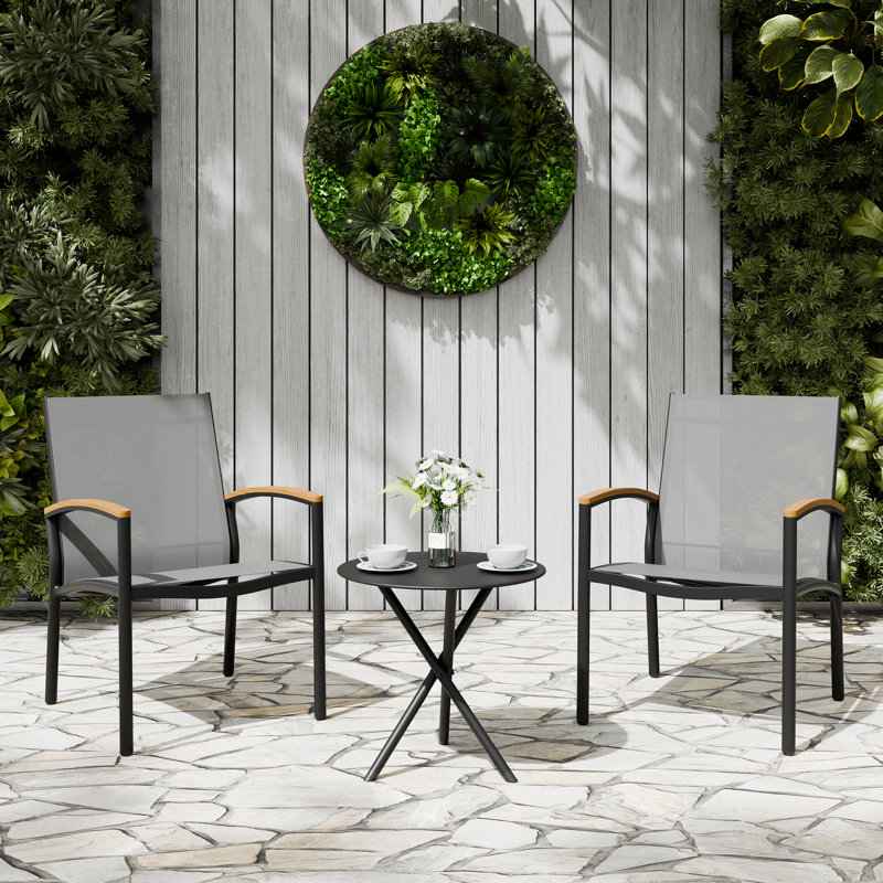 Analish 3-Piece Outdoor Conversation Set, Gray
