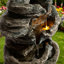 Fontaine à cascade en pierre à 6 niveaux avec 3 lumières DEL, décoration de fontaine à DEL autoportante pour le jardin, le patio, la cour et la terrasse, apparence de roche naturelle