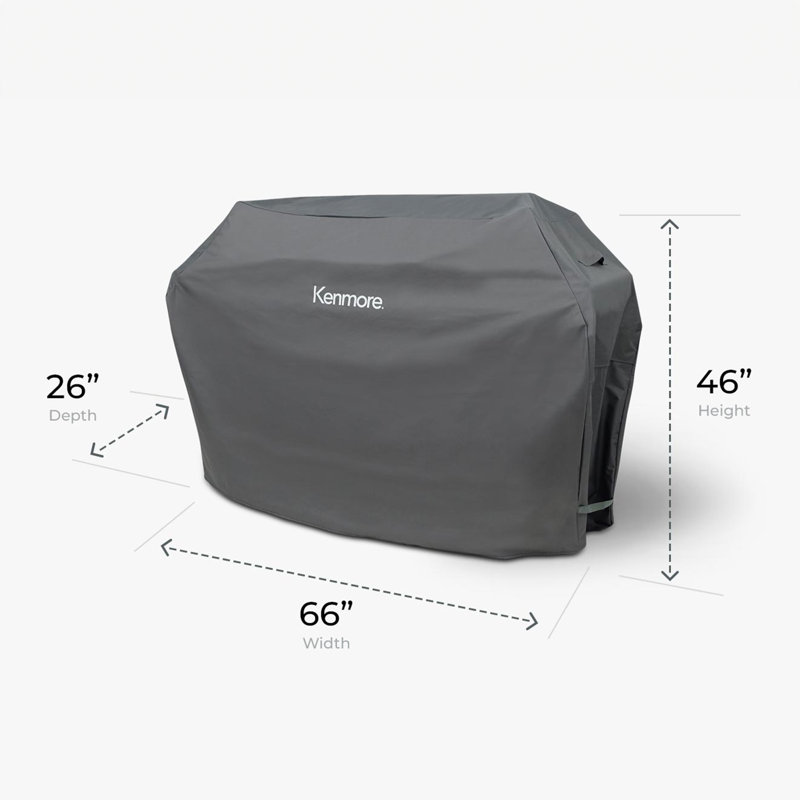 Kenmore Universal Gas Grill Cover for Outdoor Grills, Gray, 45" H x 66" W x 25" D