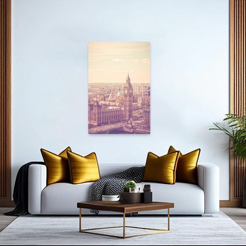 Pastel Big Ben London Dreamy Vintage Abstract Architecture City Wall Art Print, 152.4cm H x 101.6cm W