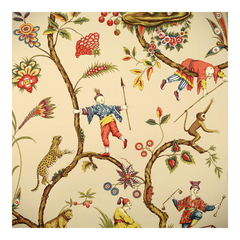 Chinoise Exotique Floral Wallpaper Roll, Ecru