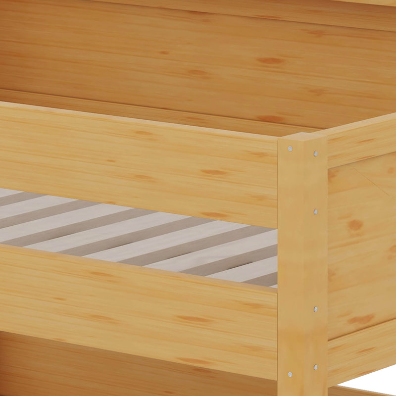 Queen Over Queen Bunk Bed With Storage Shelves & USB Ports, Wood