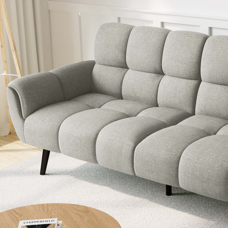 Canapé convertible moderne à accoudoirs évasés en lin 76,7 po Modern