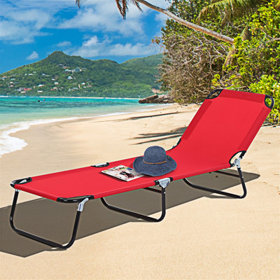 Chaise longue de bronzage pliante pour l'extérieur avec dossier inclinable