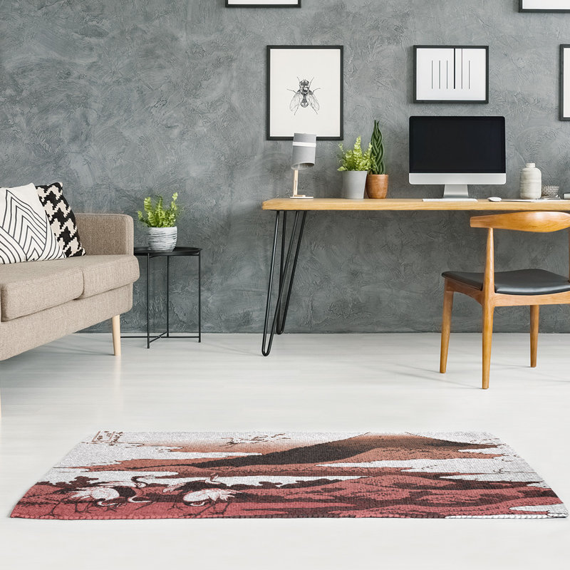 Tapis de la zone brune/rose en chenille japonaise, Rectangle 2 pi x 3 pi