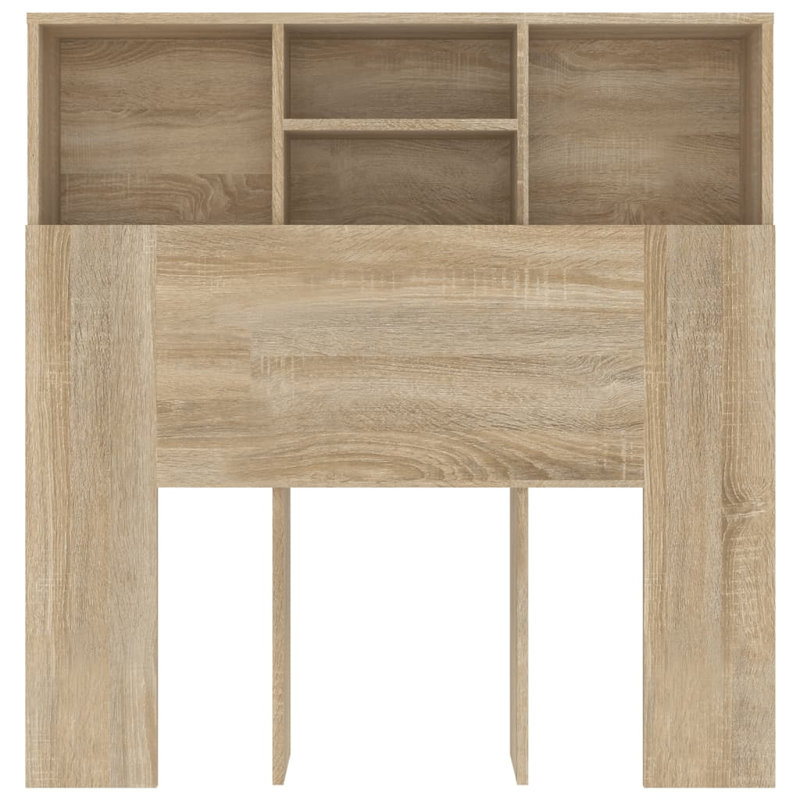Headboard Cabinet Bedroom Home Indoor Bookcase, Sonoma Oak, Super King (6')