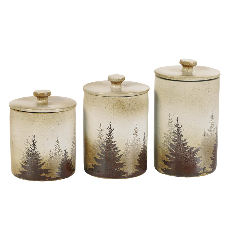 Ensemble de 3 pots en céramique Clearwater Pines Pines Southwestern Rustic Lodge