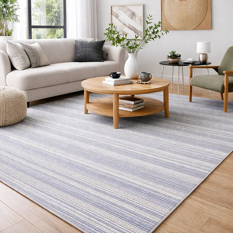 Tapis tissé à la main | Tapis moderne en laine | Tapis bleu 9mm, Rectangle de 5 pi x 8 pi