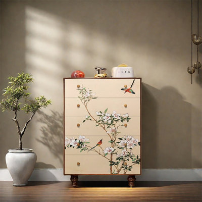 Armoire de rangement en frêne avec tiroirs