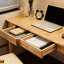 Bureau en bois massif avec tiroirs, bureau debout avec bords lisses, bureau à domicile pour petits espaces
