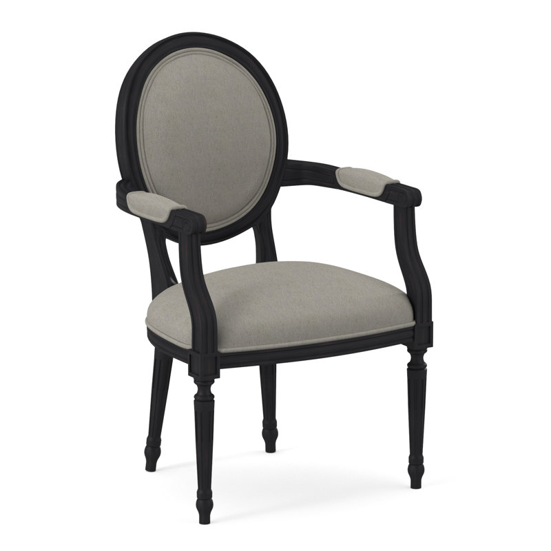Chaise avec accoudoirs en tissu Dauphin, Ébène vintage, Lin Libby