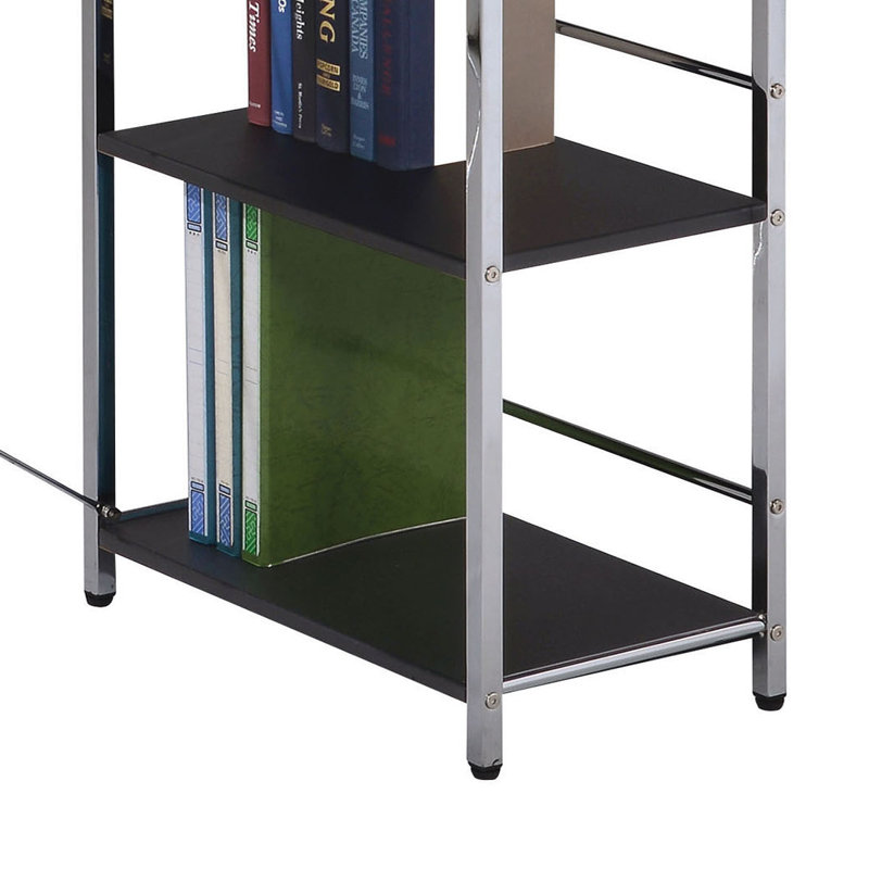Bureau d'écriture avec tablettes, noir et chrome