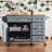52" Kitchen Island with Drop Leaf, Embossed Texture Kitchen Island on Wheels with Spice Rack, Towel Rack, 2 Doors and 5 Drawers, Kitchen Storage Cart with Adjustable Shelf for Kitchen, Blue Grey-1274511329