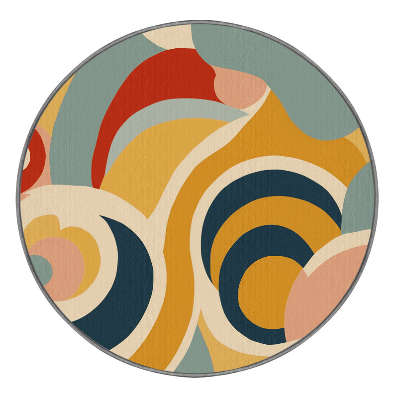 Vibrant Curl Rug, Round 7'