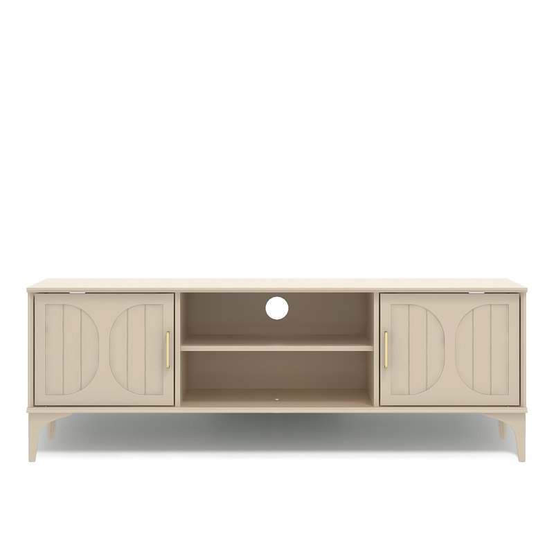 Harrington 2 Door TV Unit with Open Shelves, Natural