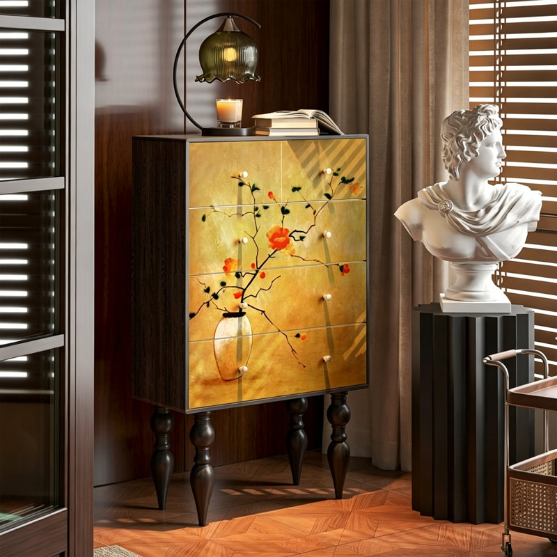 Commode de salon en bois massif de style rétro