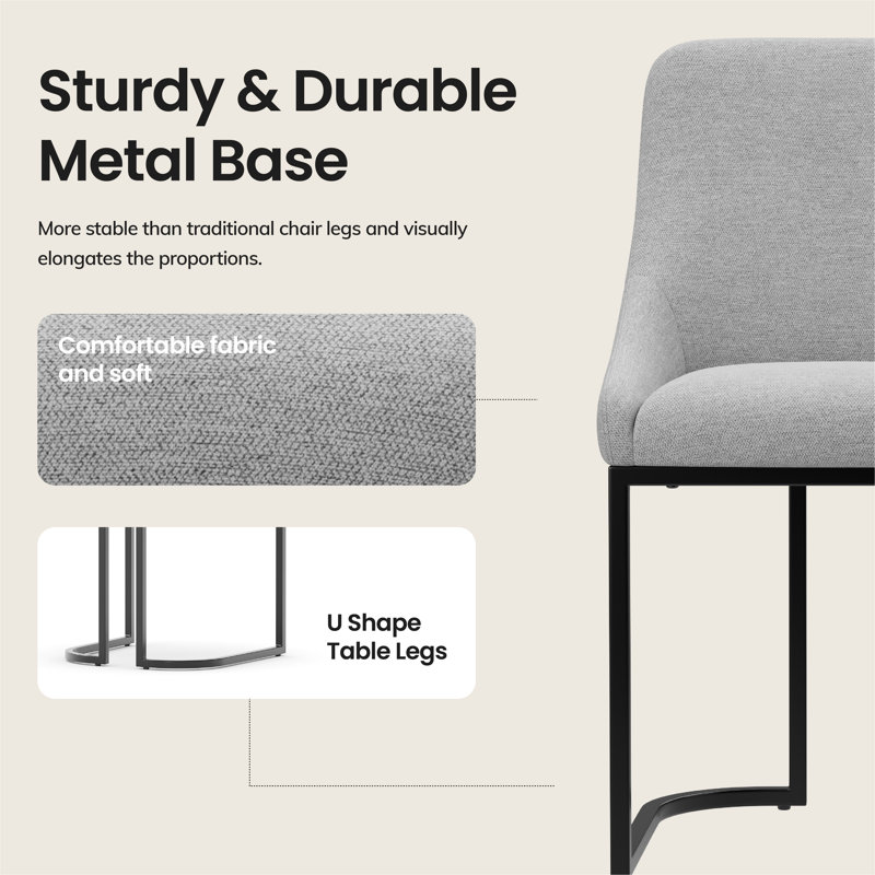 Dining Chair with Metal Legs, Beige