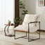 Chaise paresseuse en fourrure de lapin Plush - accoudoirs en bois d'hévéa, structure en fer (salon / chambre à coucher)