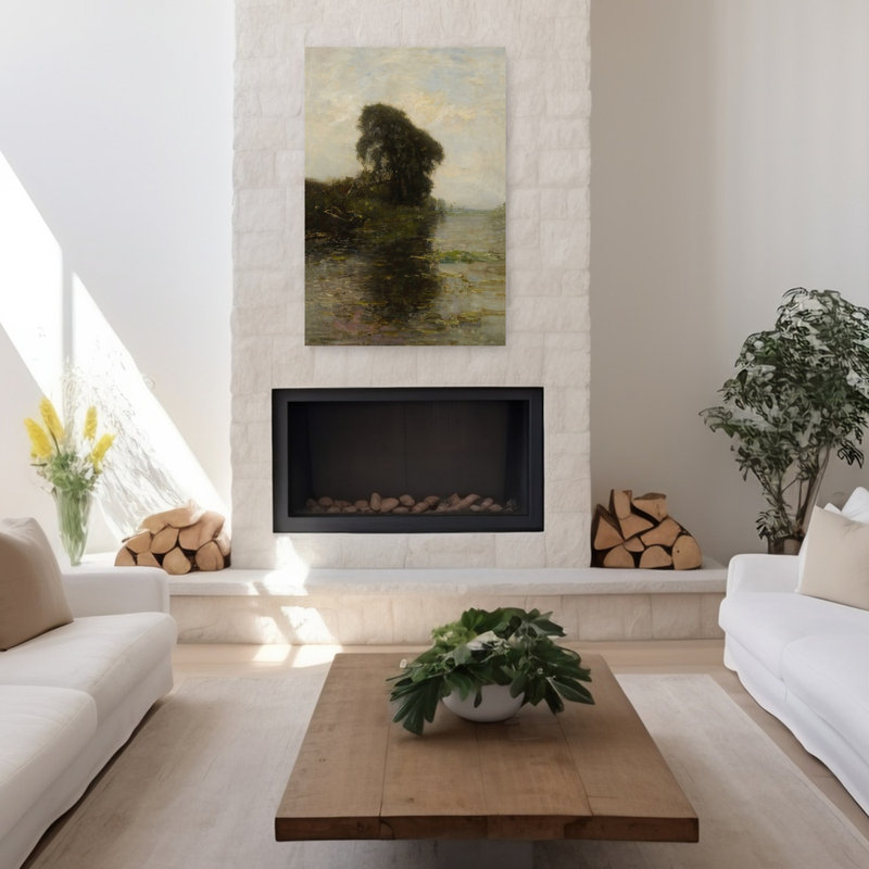Reproduction d'art mural Moody River Reflections Peaceful Serene Tranquil Lily Landscape Nature, H 48 po x l 32 po
