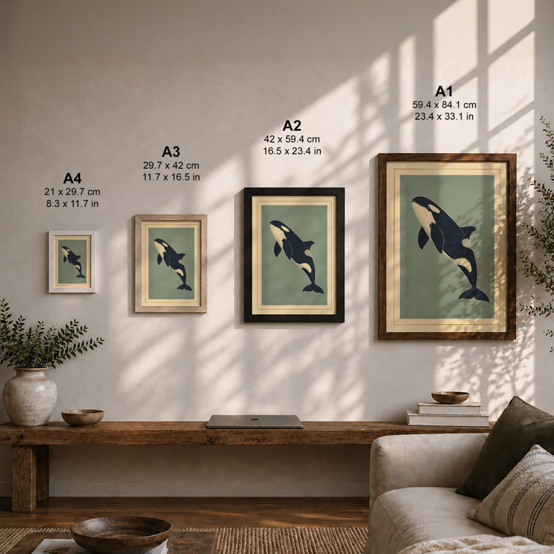 Breaching Whale Coastal - Framed Print, Unframed, A4 - 29.7 x 21.0 cm