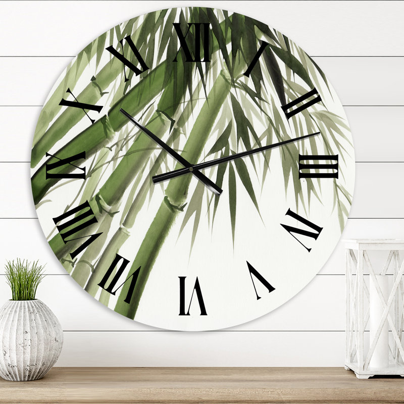 Bambou vert foncé rétro - horloge murale traditionnelle, Moyen